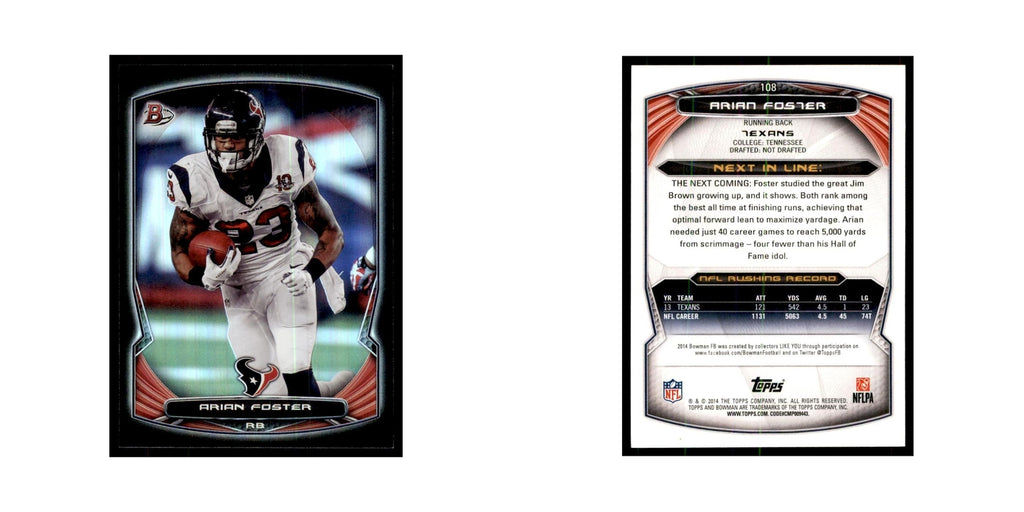 2014 Bowman Foil Arian Foster Football Cards #108
