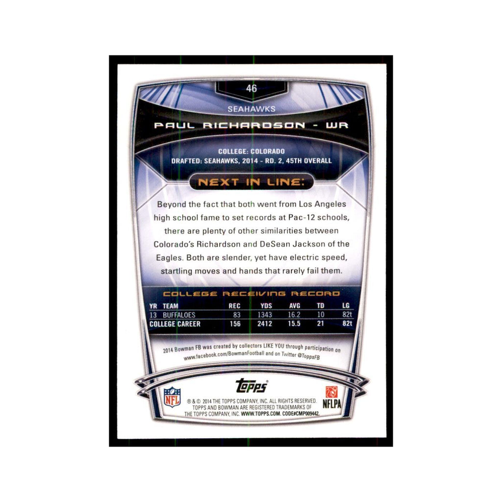 2014 Bowman Foil Paul Richardson RC Football Cards #46