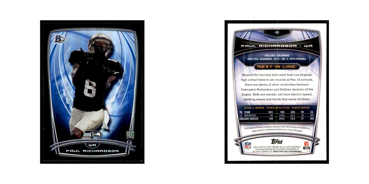 2014 Bowman Foil Paul Richardson RC Football Cards #46