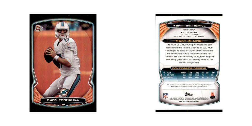2014 Bowman Foil Ryan Tannehill Football Cards #24
