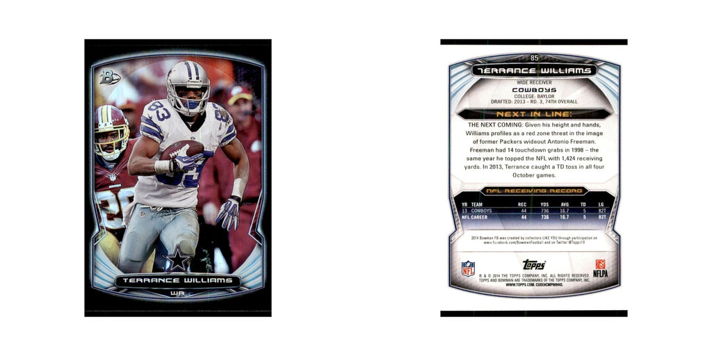 2014 Bowman Foil Terrance Williams Football Cards #85