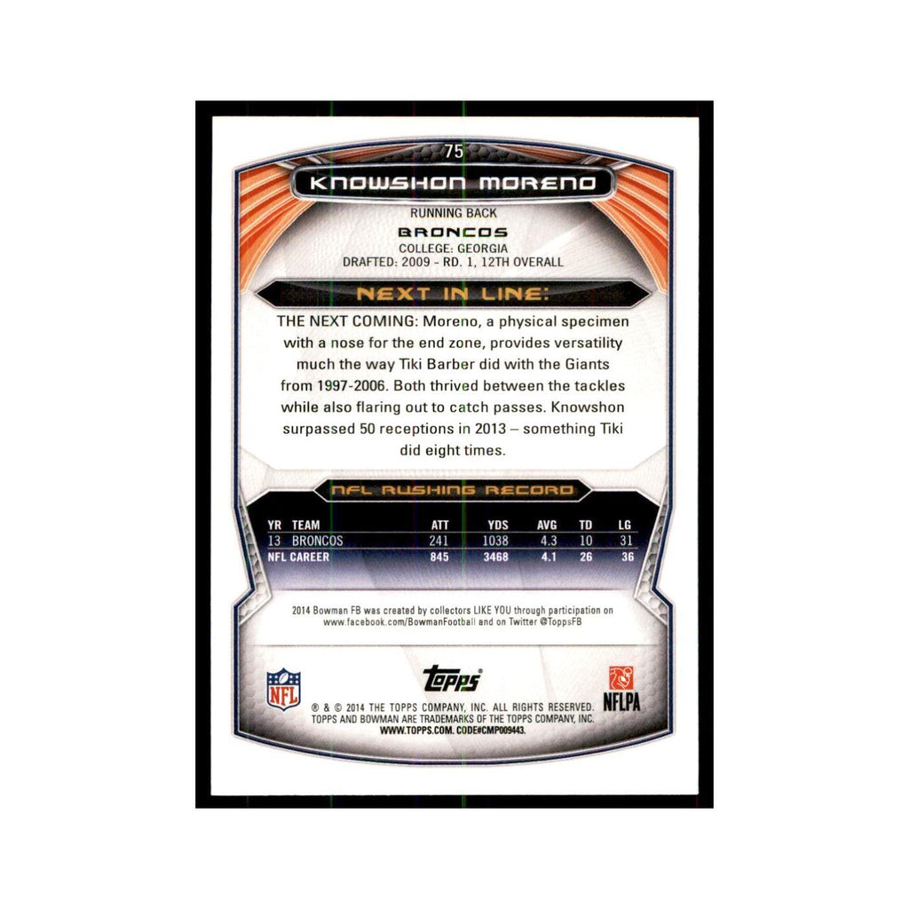 2014 Bowman Foil Knowshon Moreno Football Cards #75