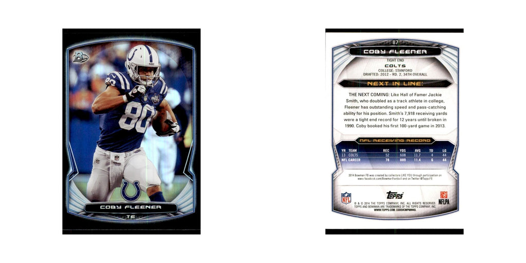 2014 Bowman Foil Coby Fleener Football Cards #87