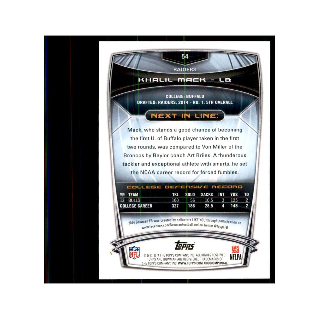 2014 Bowman Foil Khalil Mack RC Football Cards #54