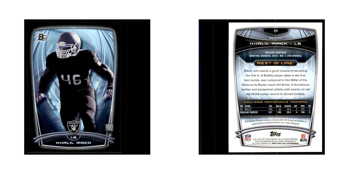 2014 Bowman Foil Khalil Mack RC Football Cards #54