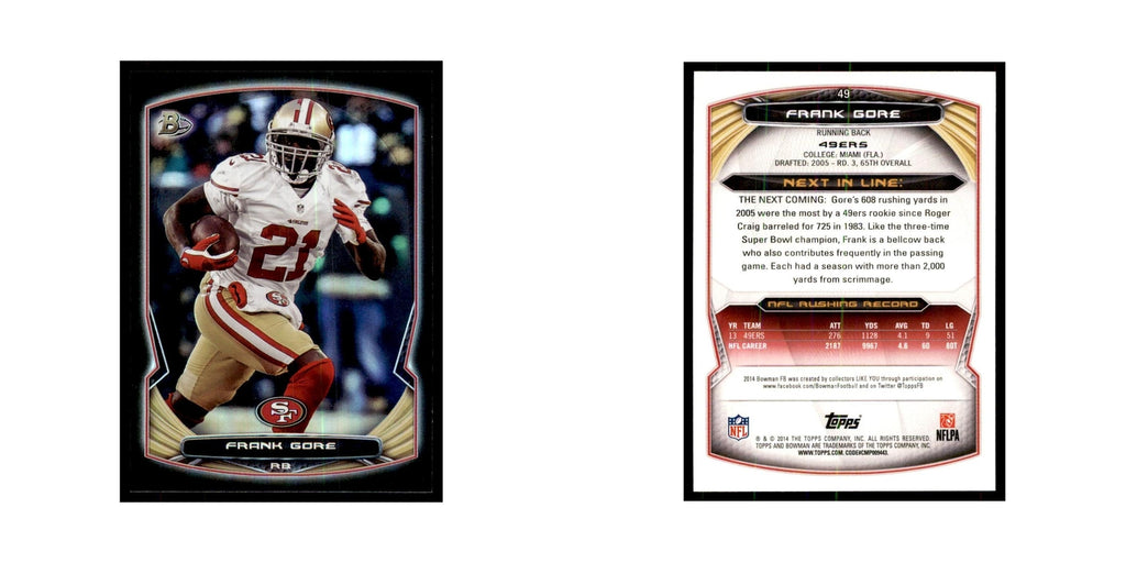 2014 Bowman Foil Frank Gore Football Cards #49