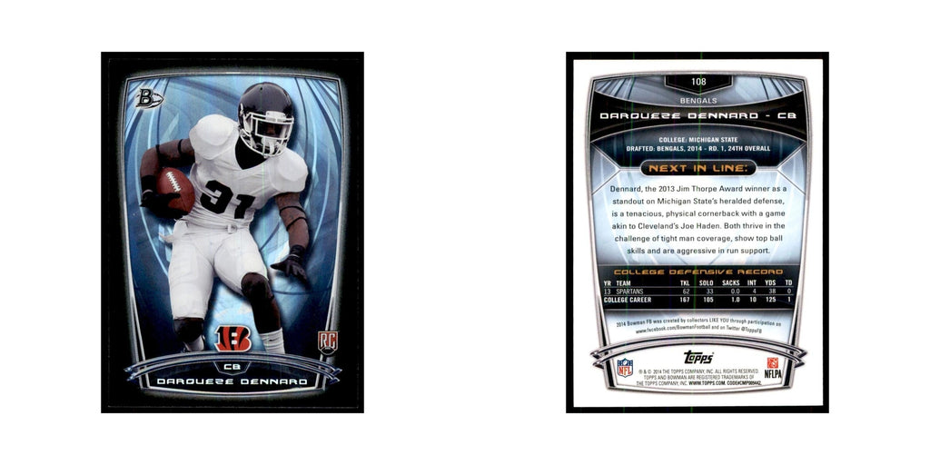 2014 Bowman Foil Darqueze Dennard RC Football Cards #108