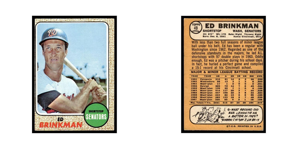 1968 Topps Ed Brinkman Washington Senators #49