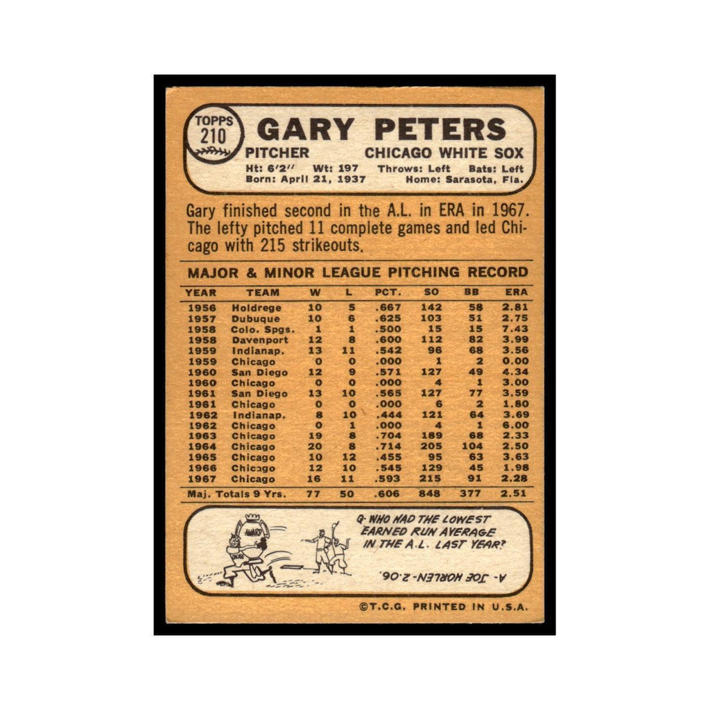 1968 Topps Gary Peters White Sox #210
