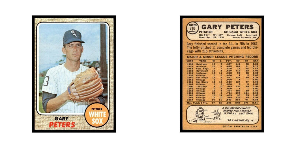 1968 Topps Gary Peters White Sox #210