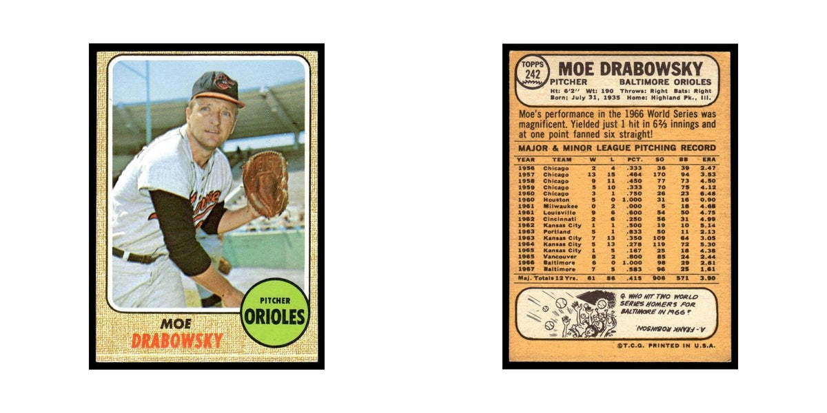 1968 Topps Moe Drabowsky Orioles #242