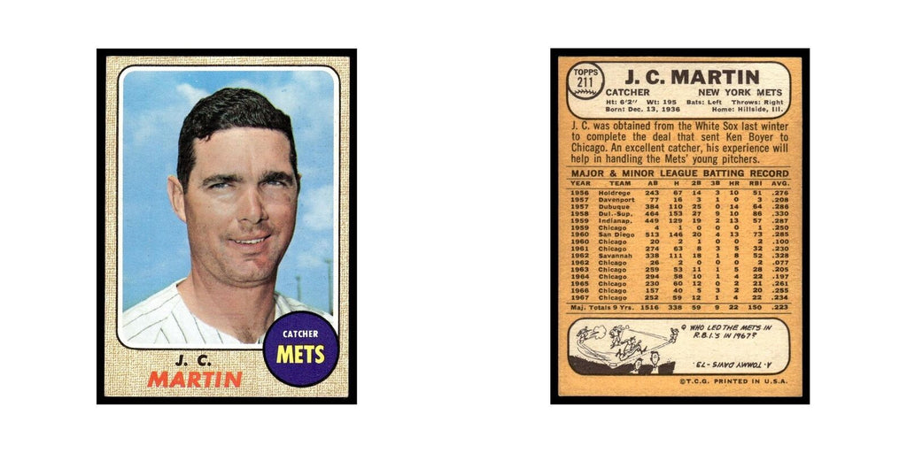 1968 Topps J.C. Martin Mets #211