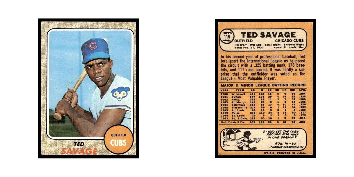 1968 Topps Ted Savage Cubs #119
