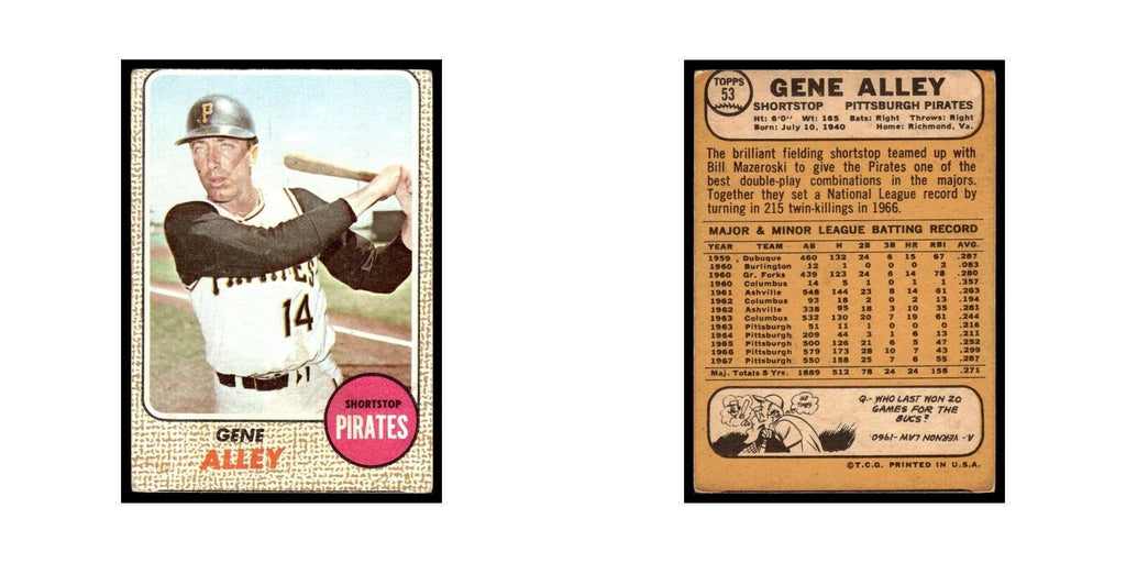 1968 Topps Gene Alley Pirates #53