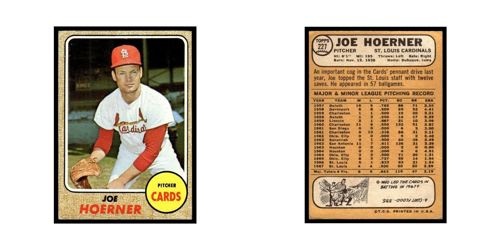 1968 Topps Joe Hoerner Cardinals #227