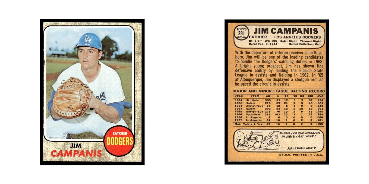 1968 Topps Jim Campanis Dodgers #281