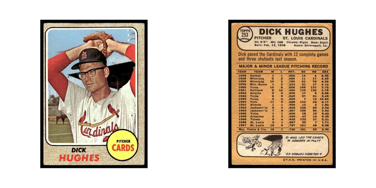 1968 Topps Dick Hughes Cardinals #253