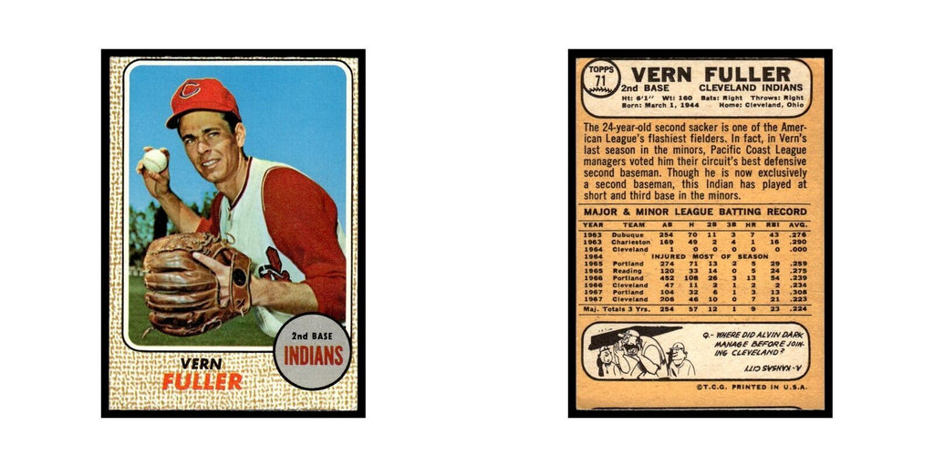 1968 Topps Vern Fuller RC Indians #71