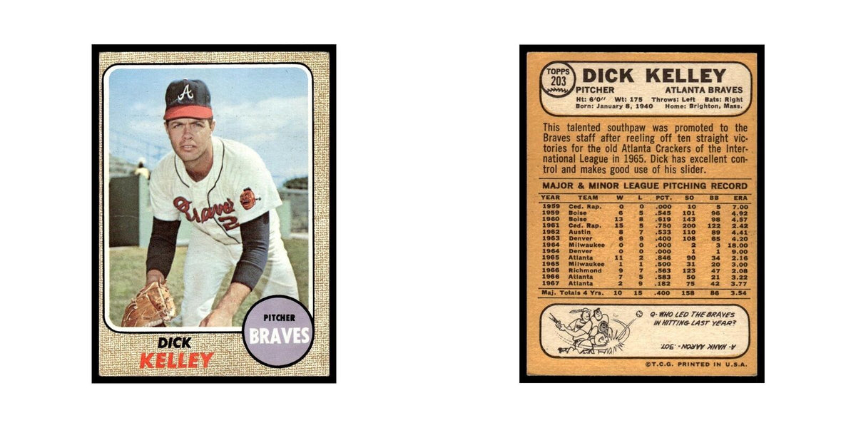 1968 Topps Dick Kelley Braves #203