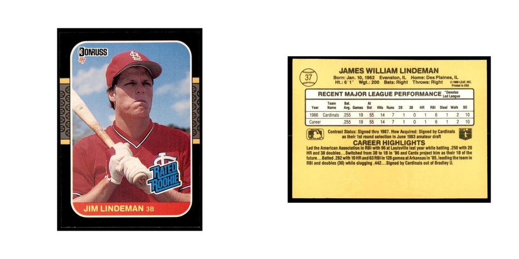 1987 Donruss Jim Lindeman RC Baseball Cards #37