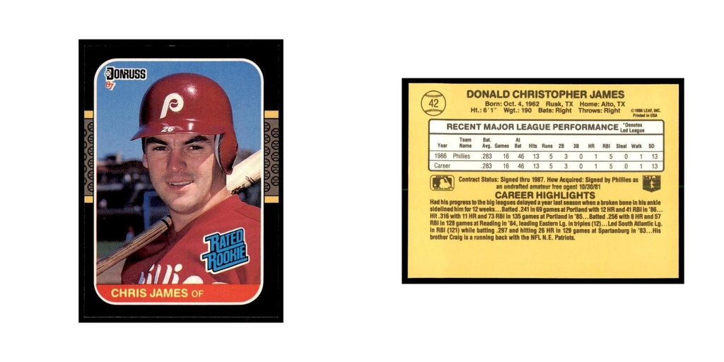 1987 Donruss Chris James RC Baseball Cards #42