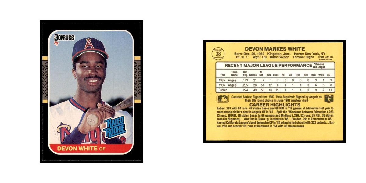 1987 Donruss Devon White RC Baseball Cards #38