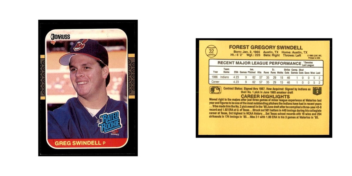 1987 Donruss Greg Swindell RC Baseball Cards #32