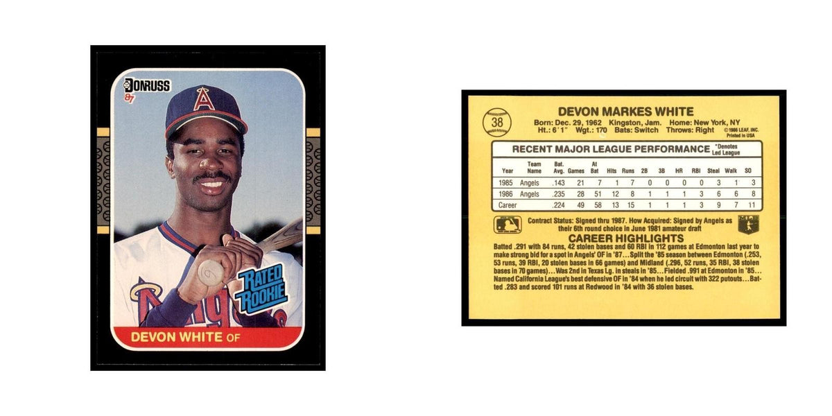 1987 Donruss Devon White RC Baseball Cards #38