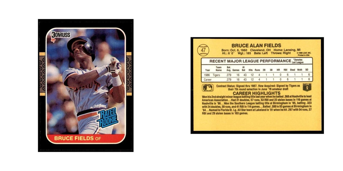 1987 Donruss Bruce Fields RC Baseball Cards #47