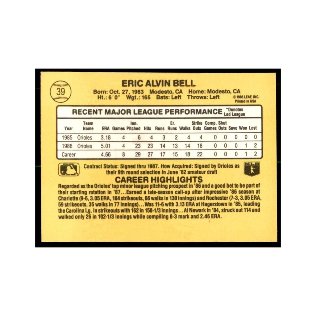 1987 Donruss Eric Bell RC Baseball Cards #39