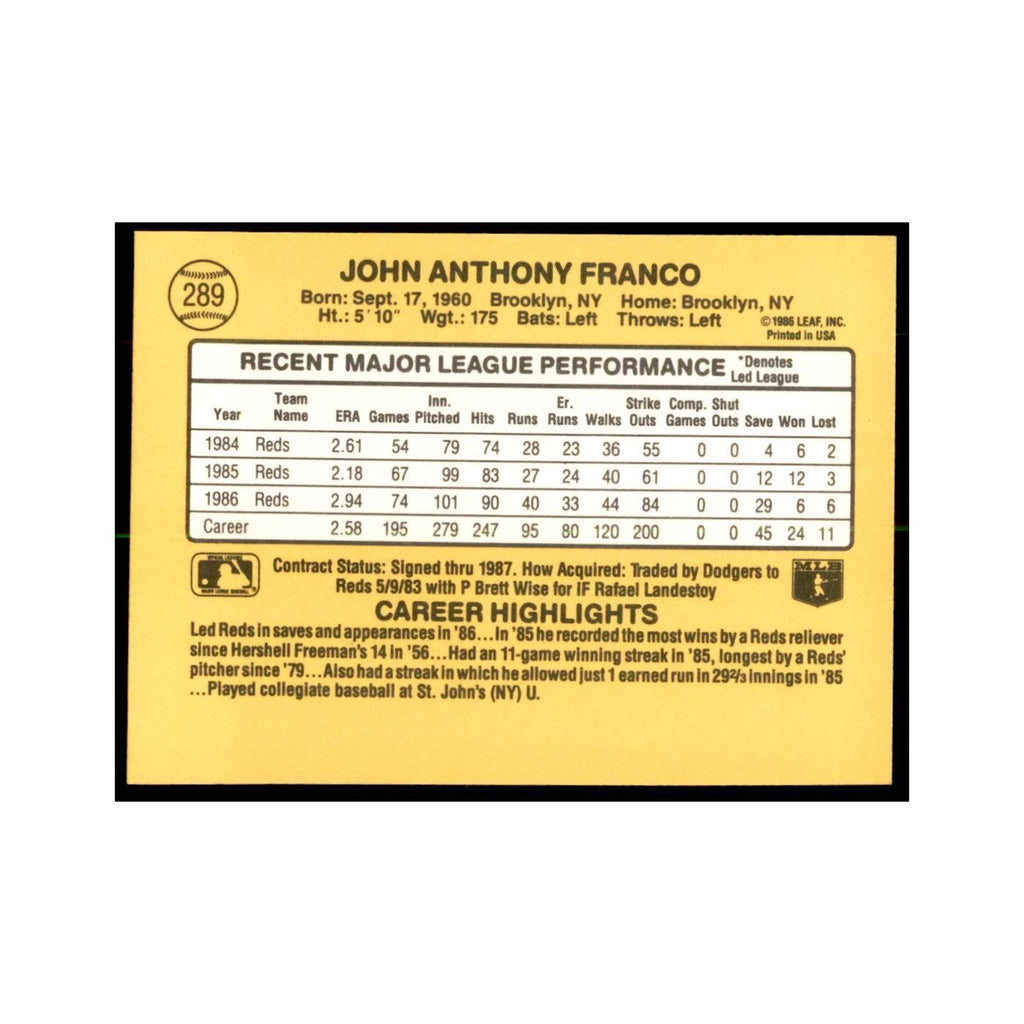 1987 Donruss John Franco Baseball Cards #289