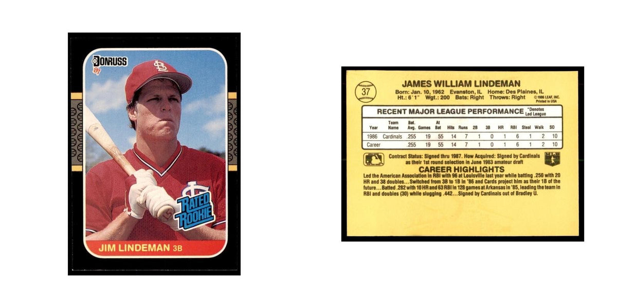 1987 Donruss Jim Lindeman RC Baseball Cards #37