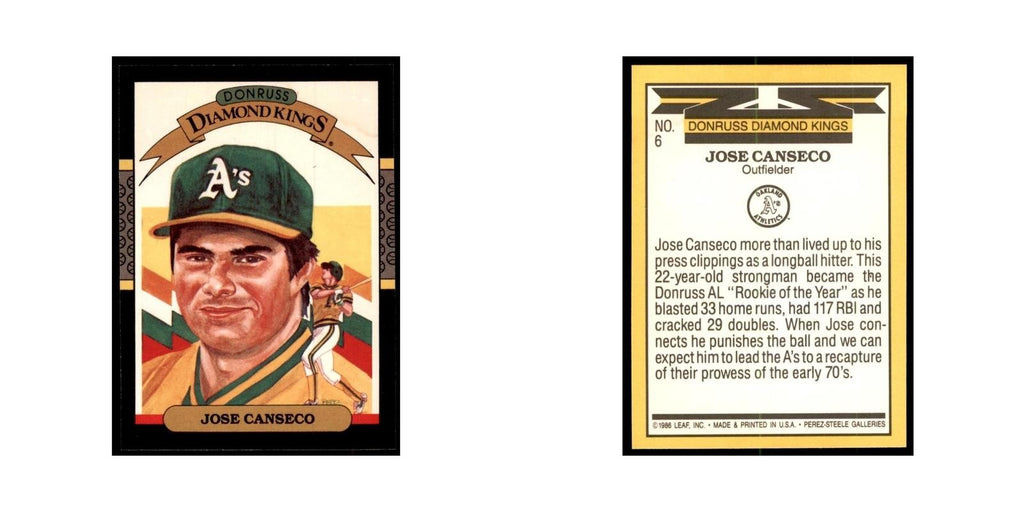 1987 Donruss Jose Canseco Baseball Cards #6