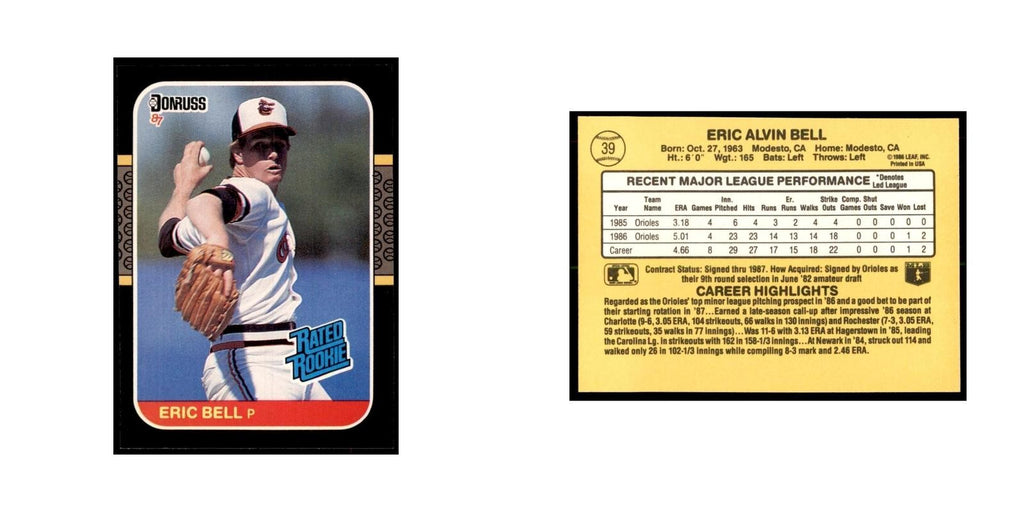 1987 Donruss Eric Bell RC Baseball Cards #39