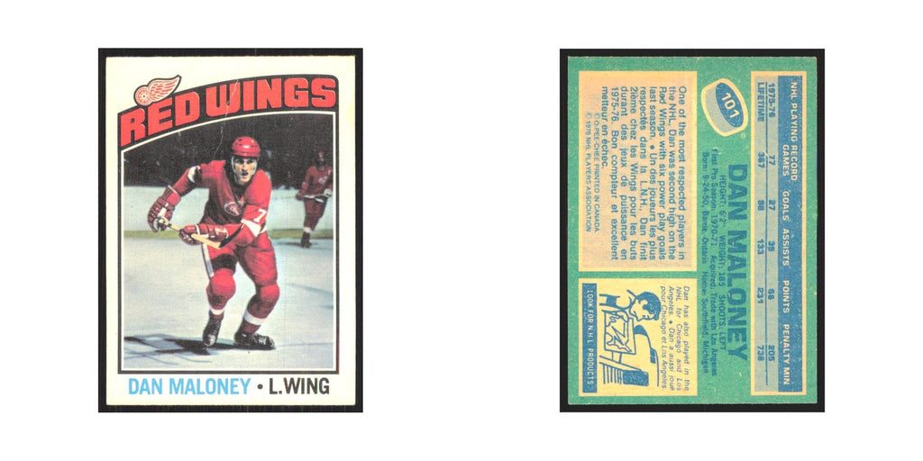 1976 O-Pee-Chee Dan Maloney (small crease) Detroit Red Wings #101