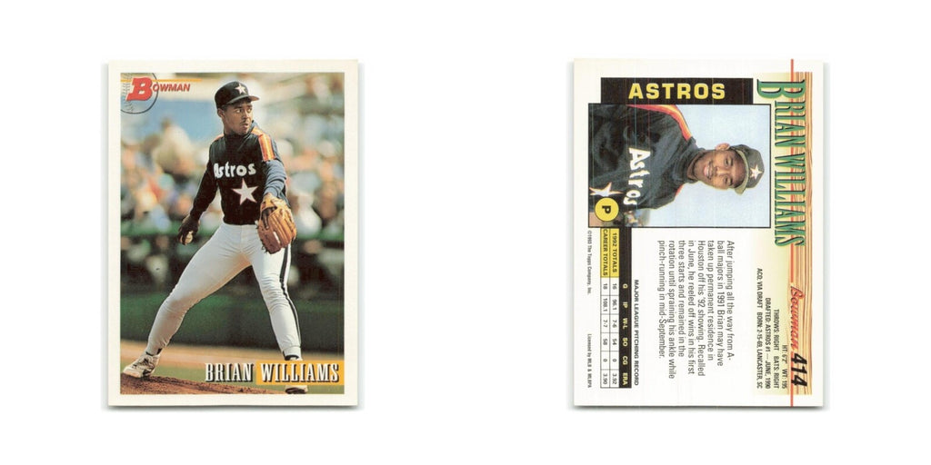 Brian Williams 1993 Bowman #414 Houston Astros Baseball Card NM