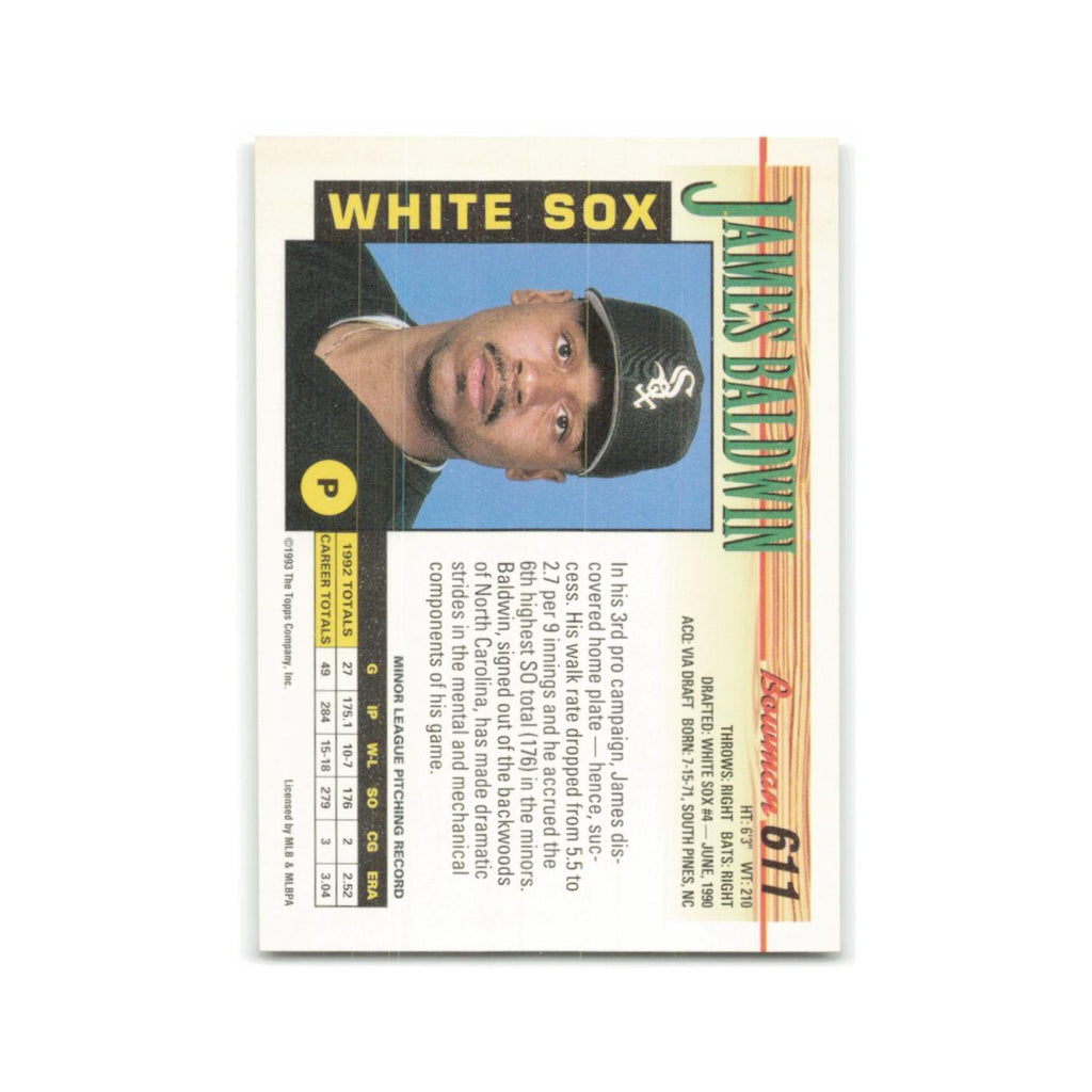 James Baldwin Rookie 1993 Bowman #611 Chicago White Sox Baseball Card NM
