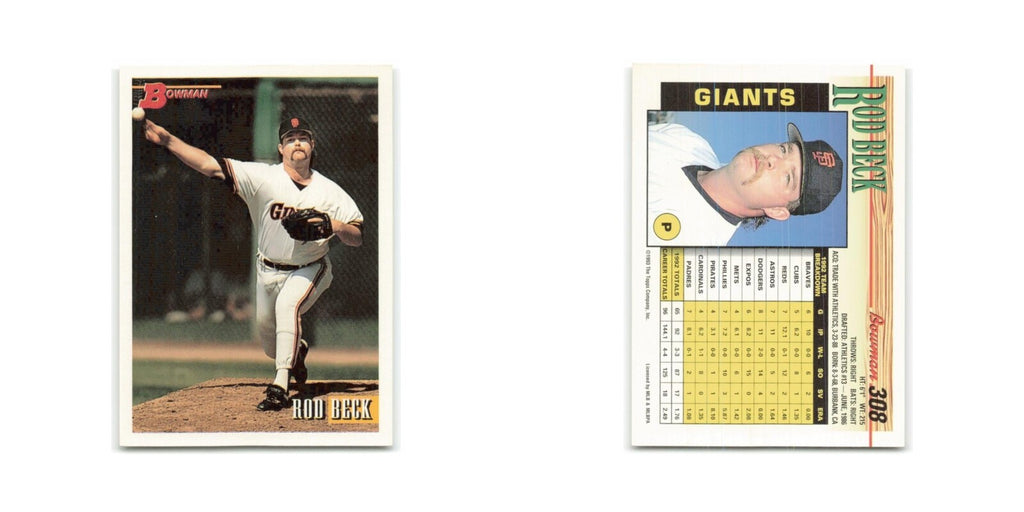 Rod Beck 1993 Bowman #308 San Francisco Giants Baseball Card NM