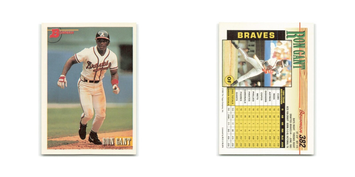 Ron Gant 1993 Bowman #382 Atlanta Braves Baseball Card NM