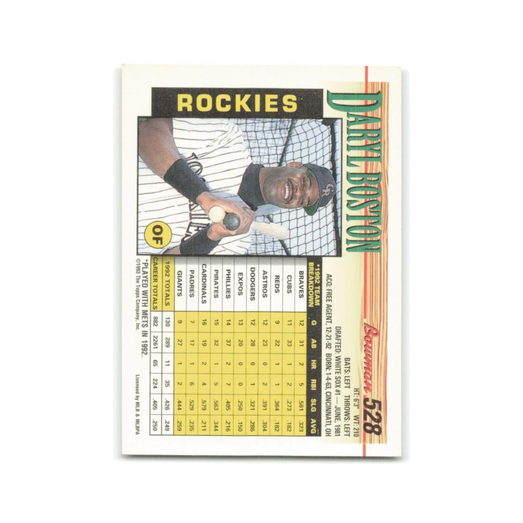 Daryl Boston 1993 Bowman #528 Colorado Rockies Baseball Card NM