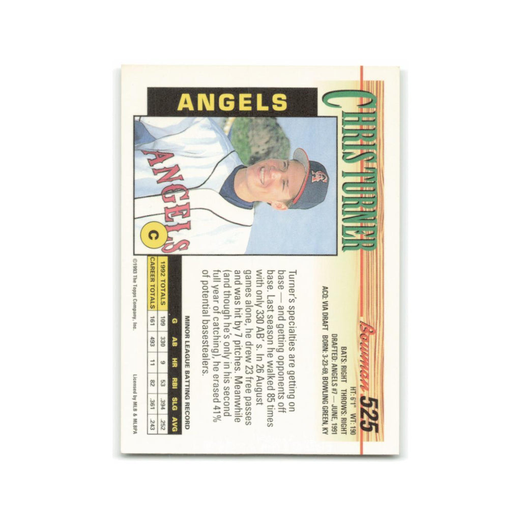 Chris Turner Rookie 1993 Bowman #525 California Angels Baseball Card NM