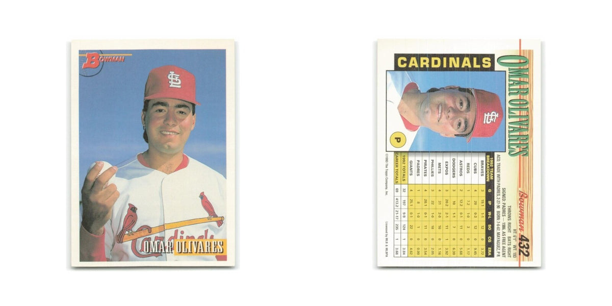 Omar Olivares 1993 Bowman #432 St. Louis Cardinals Baseball Card NM