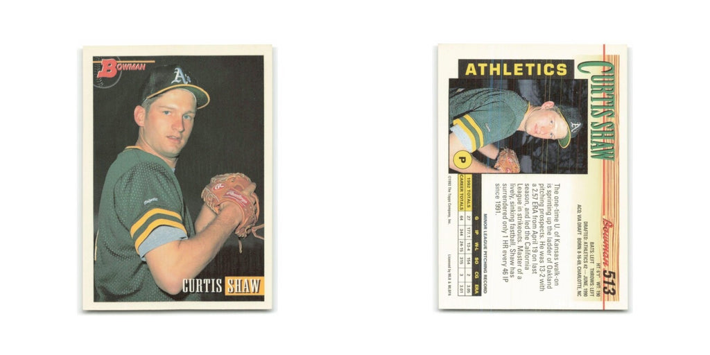 Curtis Shaw 1993 Bowman #513 Oakland Athletics Baseball Card NM