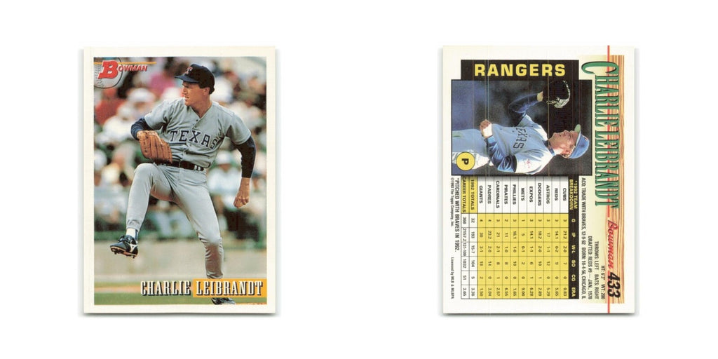 Charlie Leibrandt 1993 Bowman #433 Texas Rangers Baseball Card NM