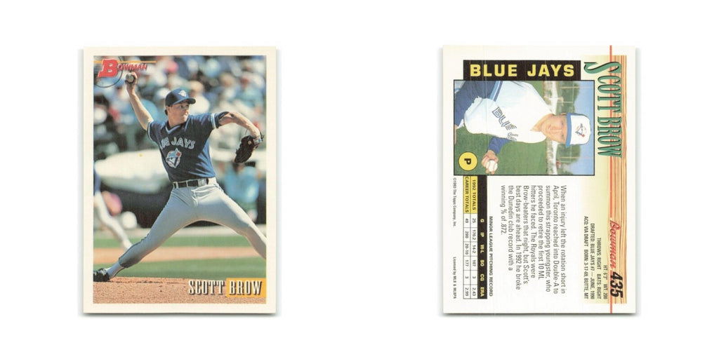 Scott Brow Rookie 1993 Bowman #435 Toronto Blue Jays Baseball Card NM