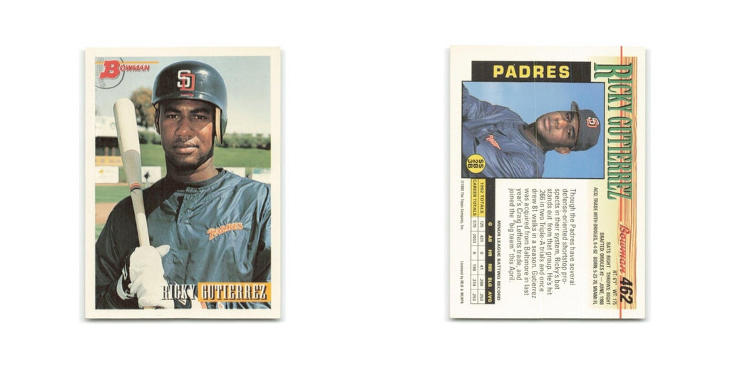 Ricky Gutierrez 1993 Bowman #462 San Diego Padres Baseball Card NM