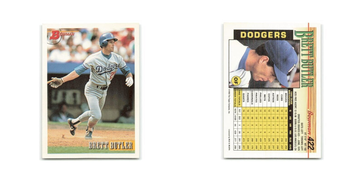 Brett Butler 1993 Bowman #422 Los Angeles Dodgers Baseball Card NM