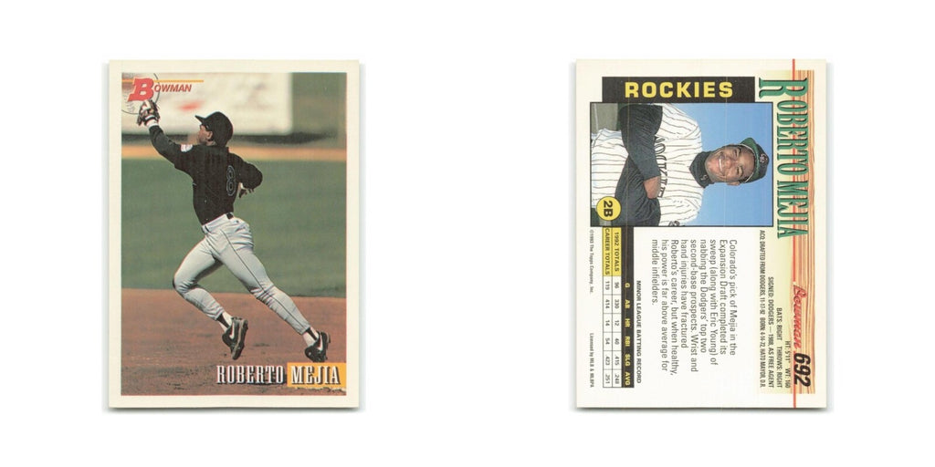 Roberto Mejia Rookie 1993 Bowman #692 Colorado Rockies Baseball Card NM