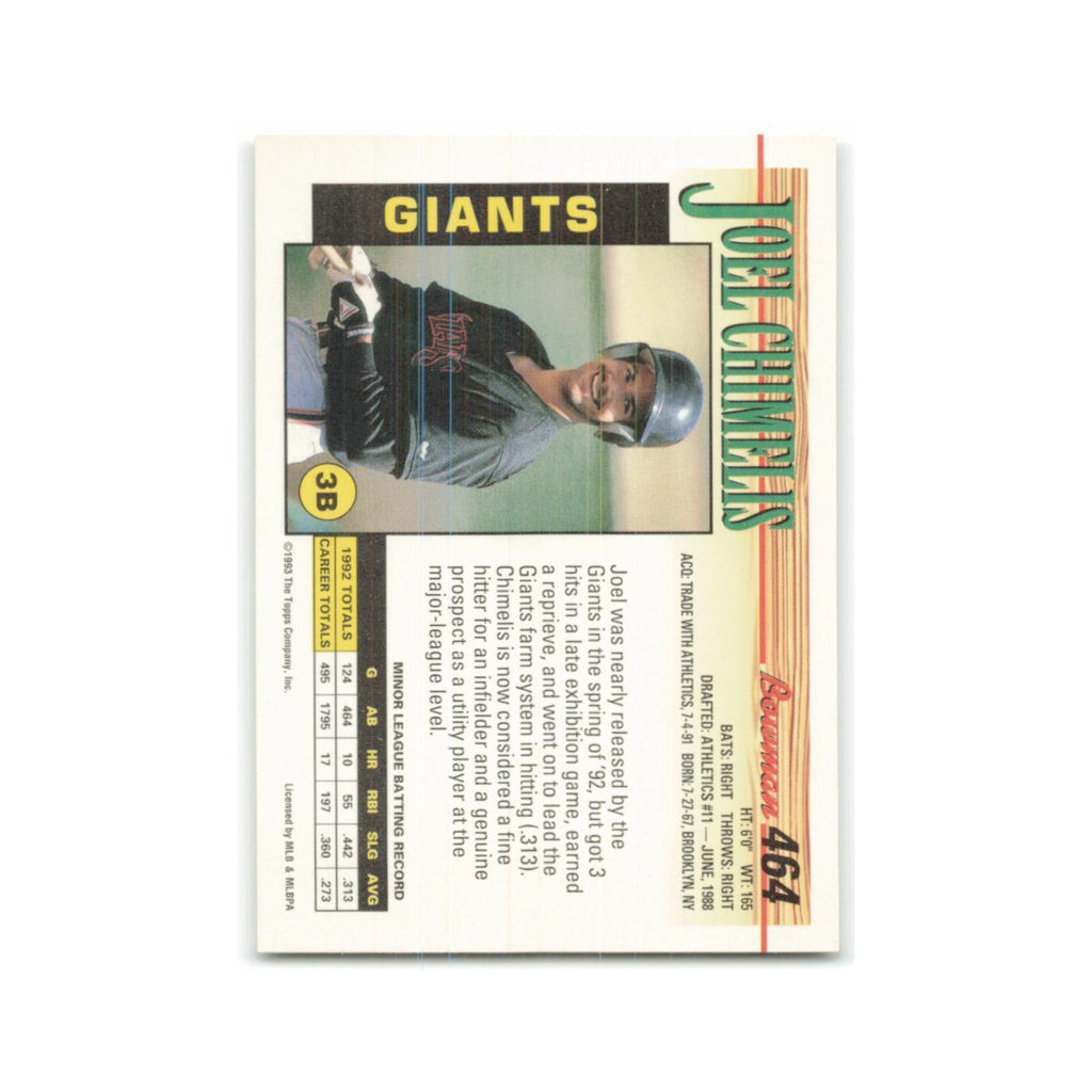 Joel Chimelis Rookie 1993 Bowman #464 San Francisco Giants Baseball Card NM