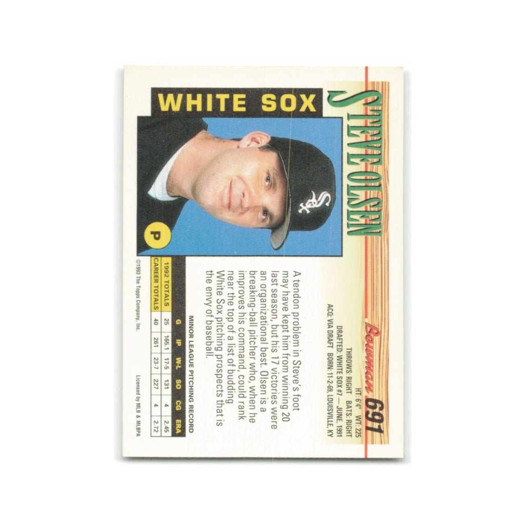 Steve Olsen Rookie 1993 Bowman #691 Chicago White Sox Baseball Card NM